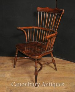 单个古董橡木温莎扶手椅