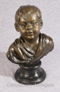 古典法国古铜色男孩胸象铸造孩子