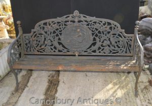 英文维多利亚时代铸铁花园长凳建筑座椅
