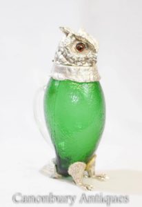 维多利亚时代的银盘玻璃滗水器水罐鹰鹰
