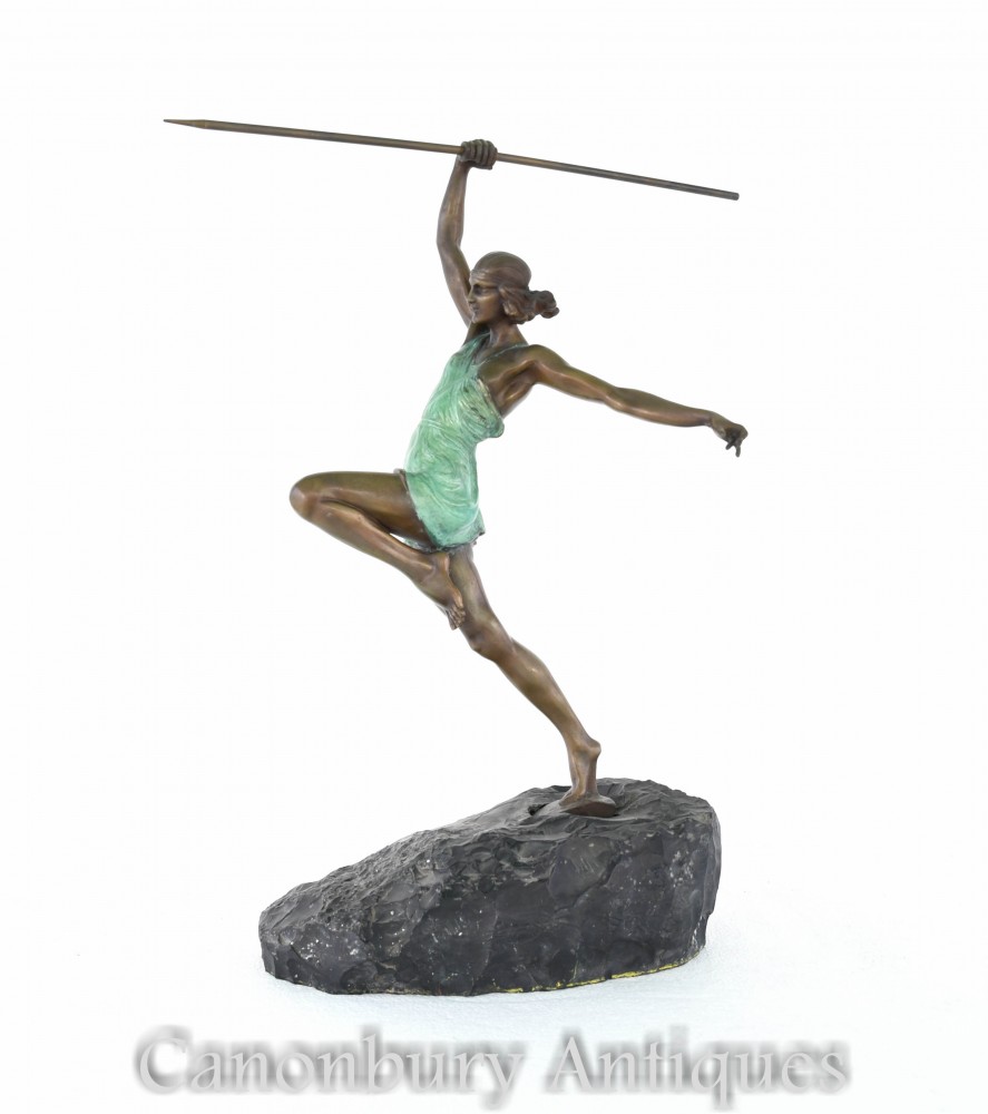 La Faguays装饰艺术青铜戴安娜弓箭手雕像