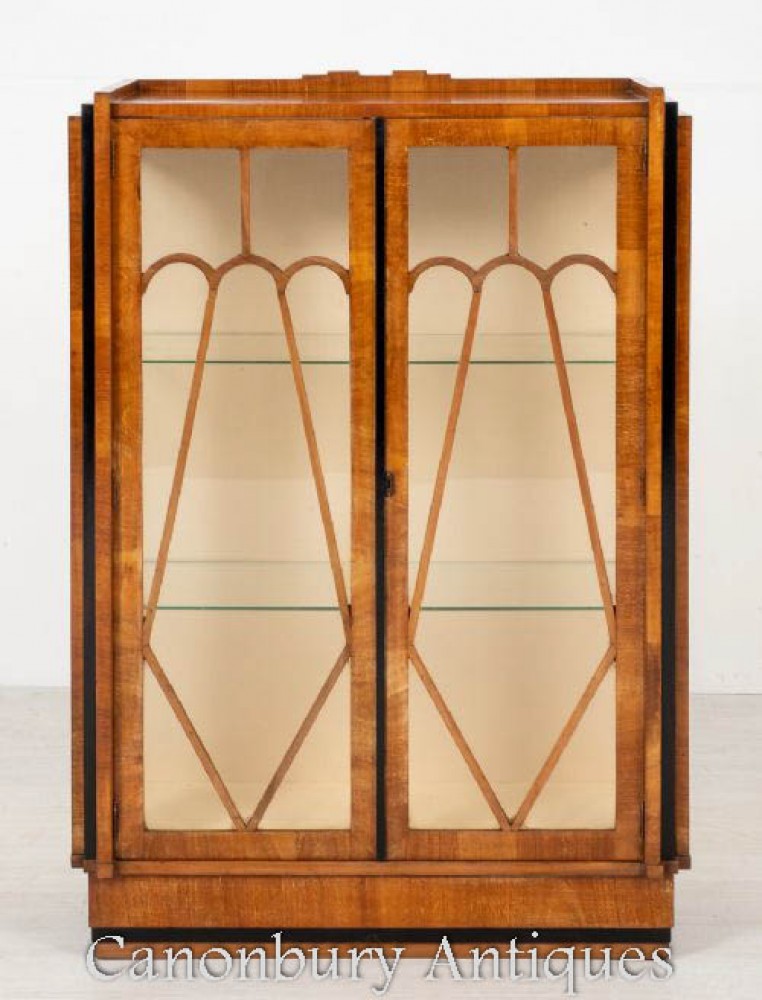 复古艺术装饰风格展示柜，玻璃书柜，古董1930