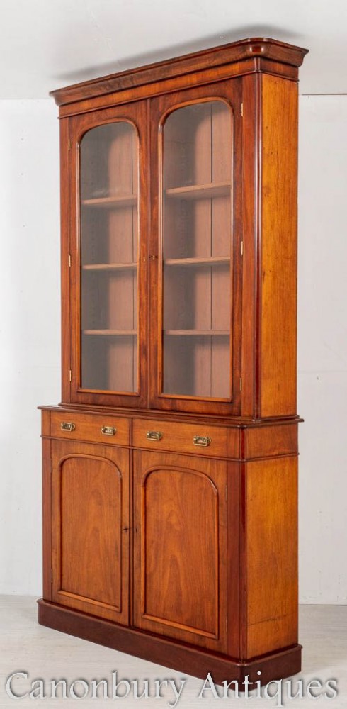 维多利亚时代图书馆书架-古董展示柜，约1860年