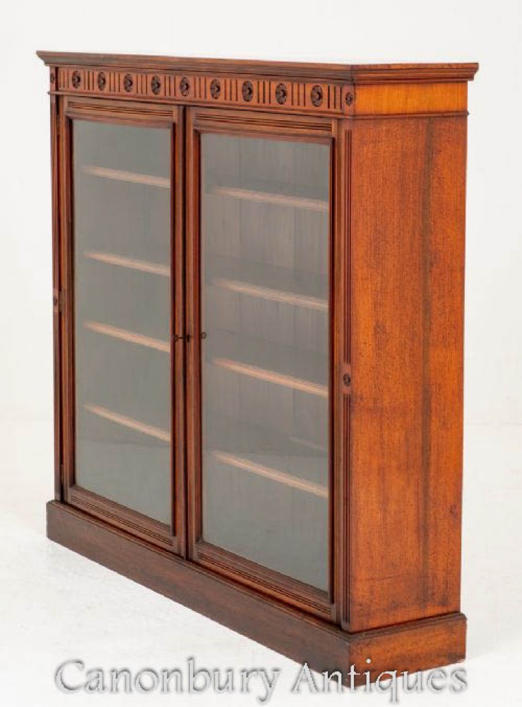 维多利亚时代的书柜，玻璃柜，古董，大约在1890年