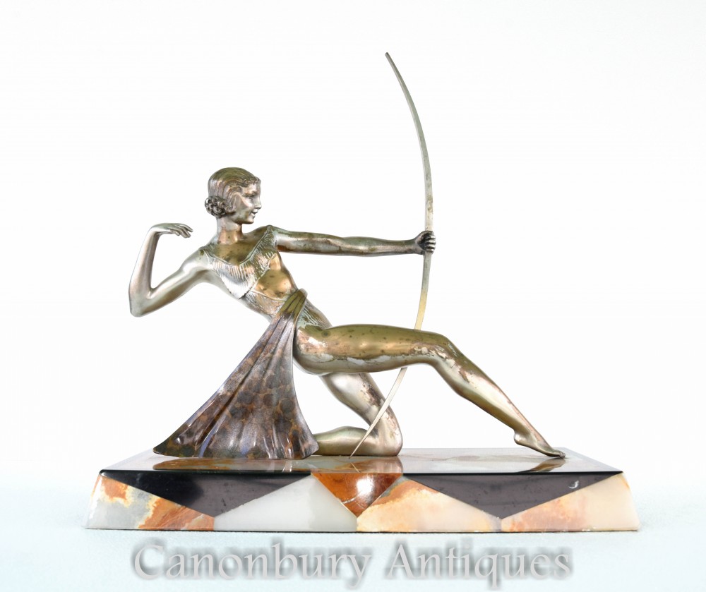 装饰艺术青铜戴安娜弓箭手雕像