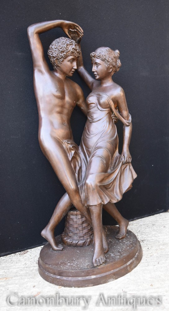 一对古典青铜恋人雕像-意大利艺术花园铸造
