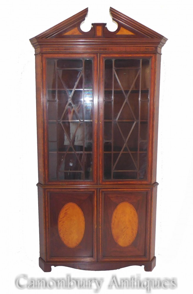 古董格鲁吉亚转角柜书柜，约1820年