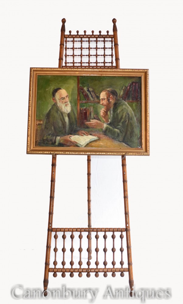 油画犹太人和犹太教教士肖像古董意第绪犹太艺术1930年