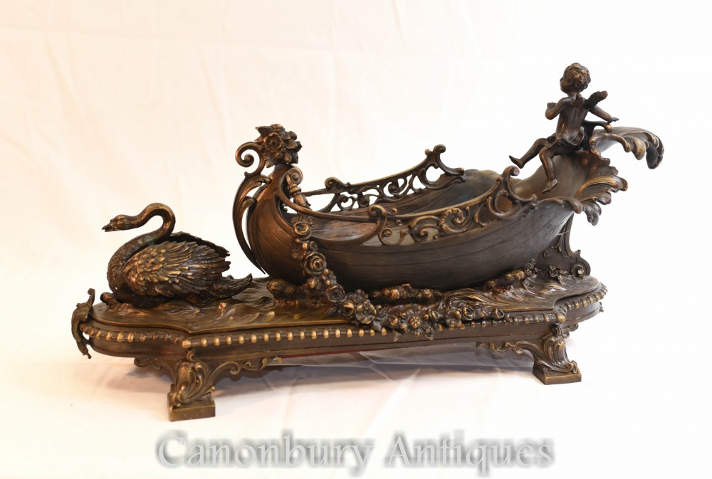 青铜小天使船核心-法国天鹅花瓶铸件