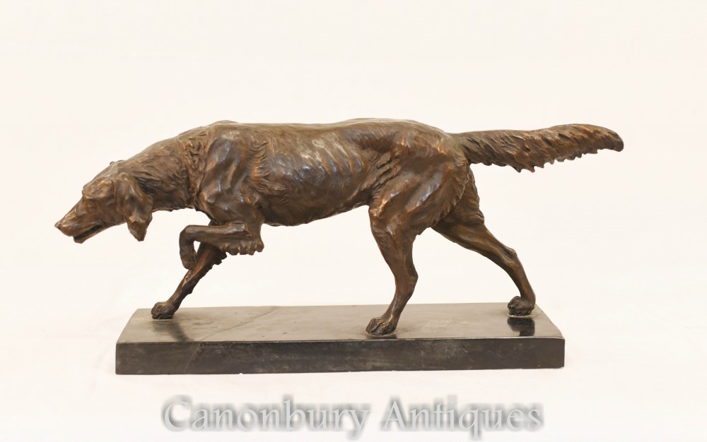 青铜红塞特犬雕像-法国动物铸件
