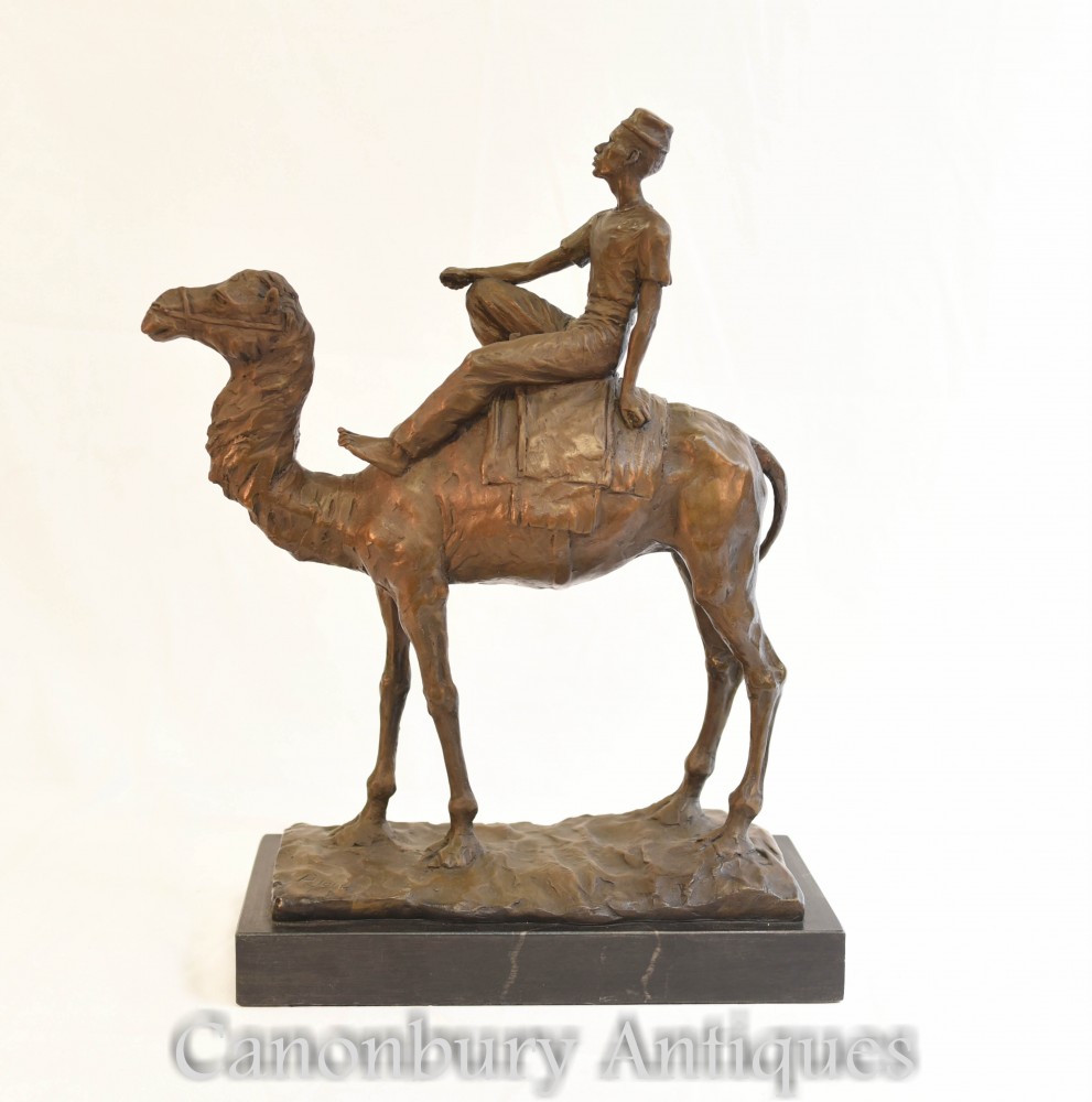 青铜贝都因人骆驼骑士雕像-法国铸造