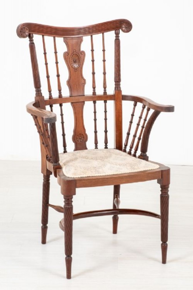 苏格兰扶手椅古董桃花心木座椅 1890